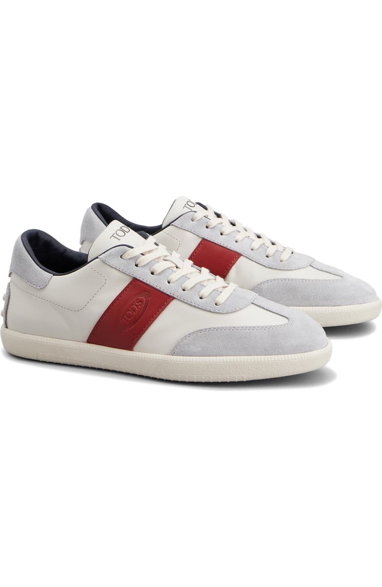 Tod's Leather & Suede Lace-Up Low Top Sneaker, Main, color, White