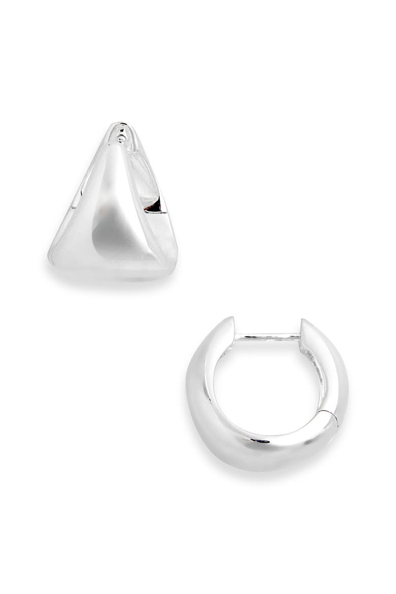 Tapered Small Hoop Earrings, Main, color, STERLING SILVER
