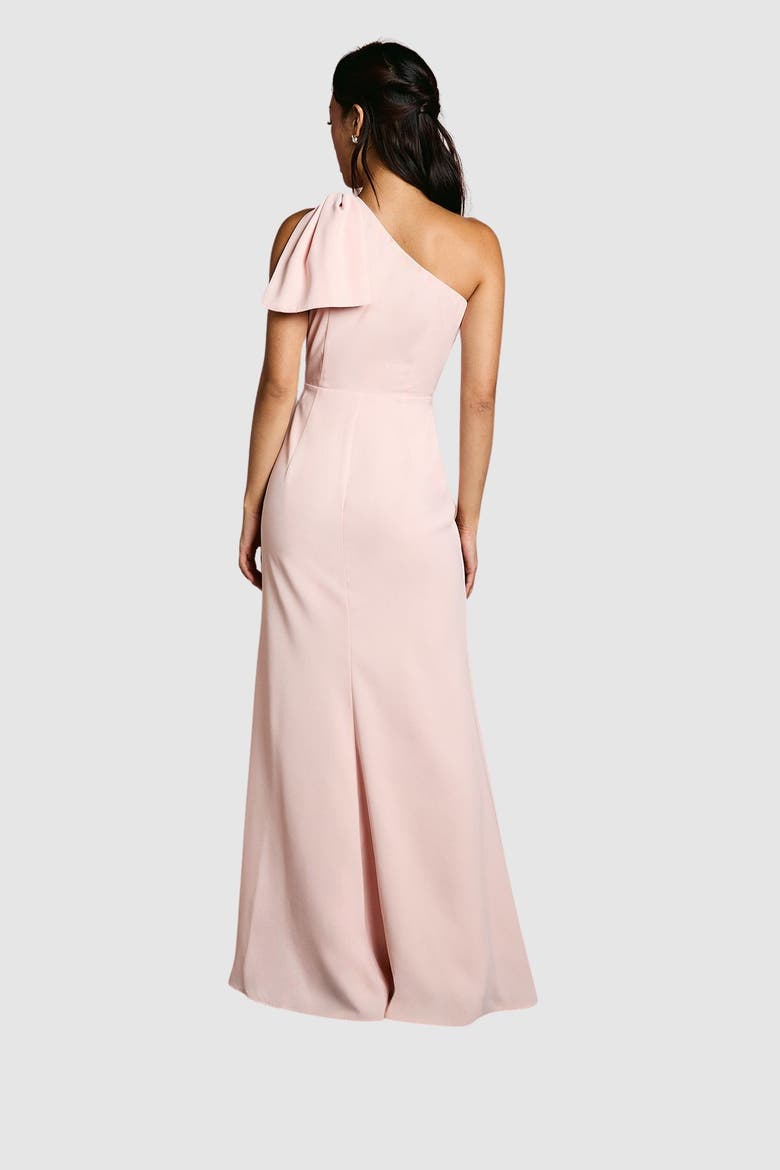 One Shoulder Maxi Bridesmaid Dress, Alternate, color, Blush