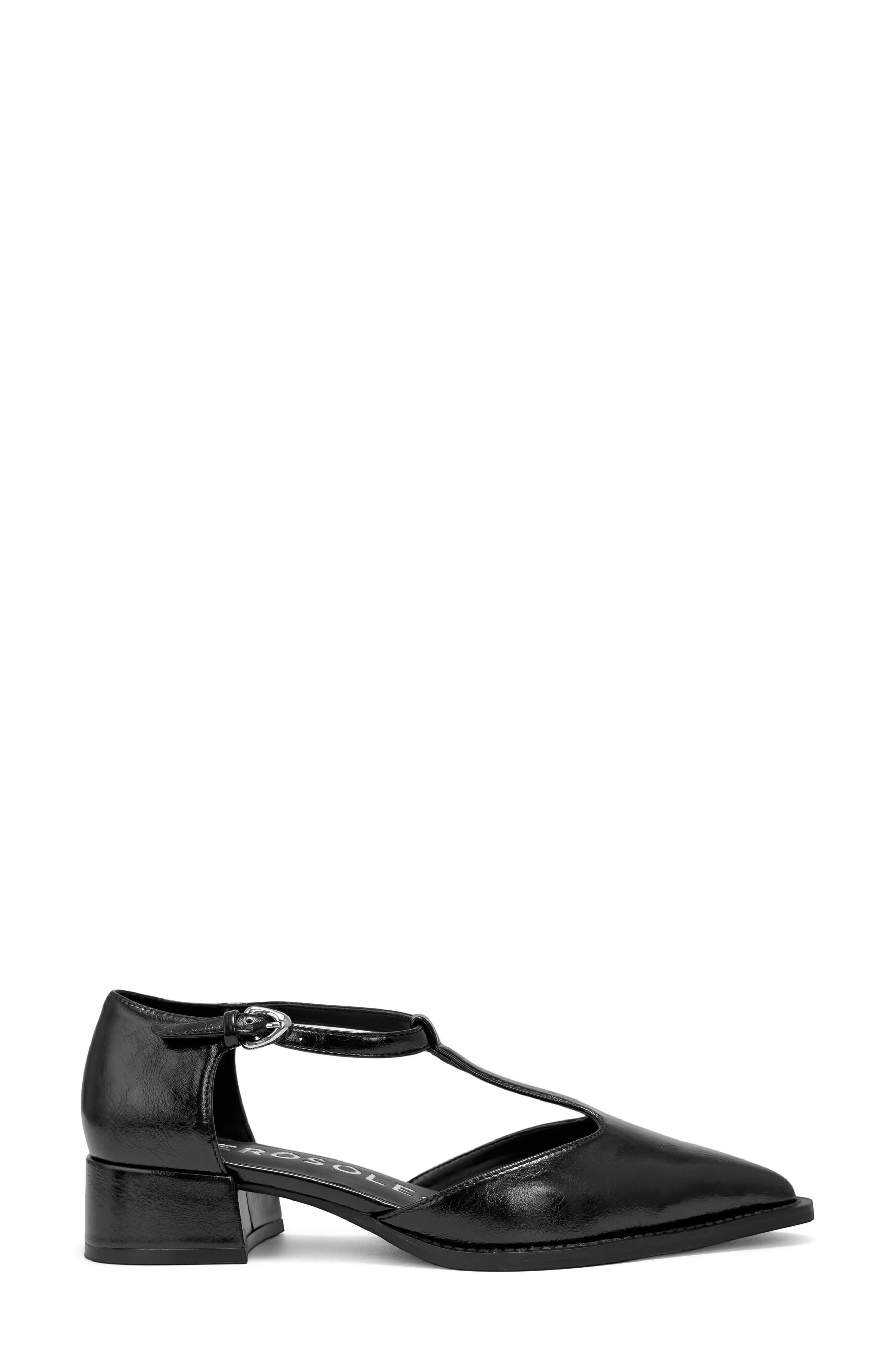 Mona Faux Leather T-Strap Pump, Alternate, color, BLACK