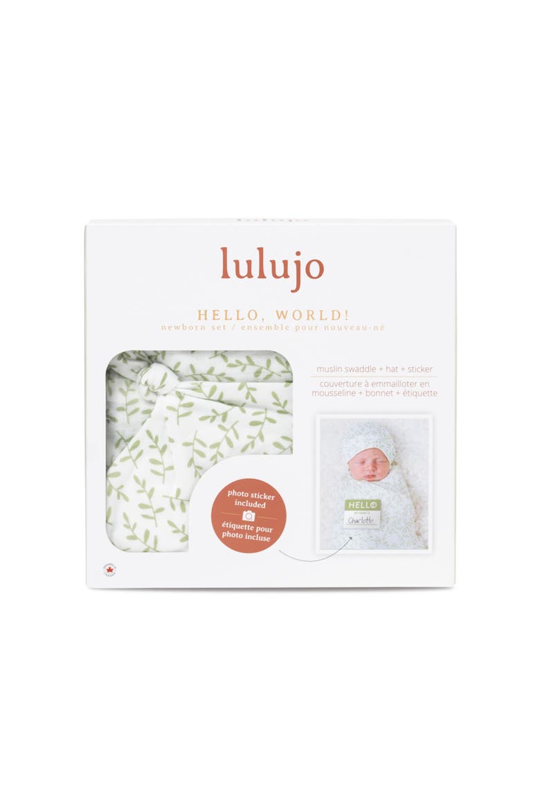 Hello World Hat & Swaddle Set, Alternate, color, Greenery