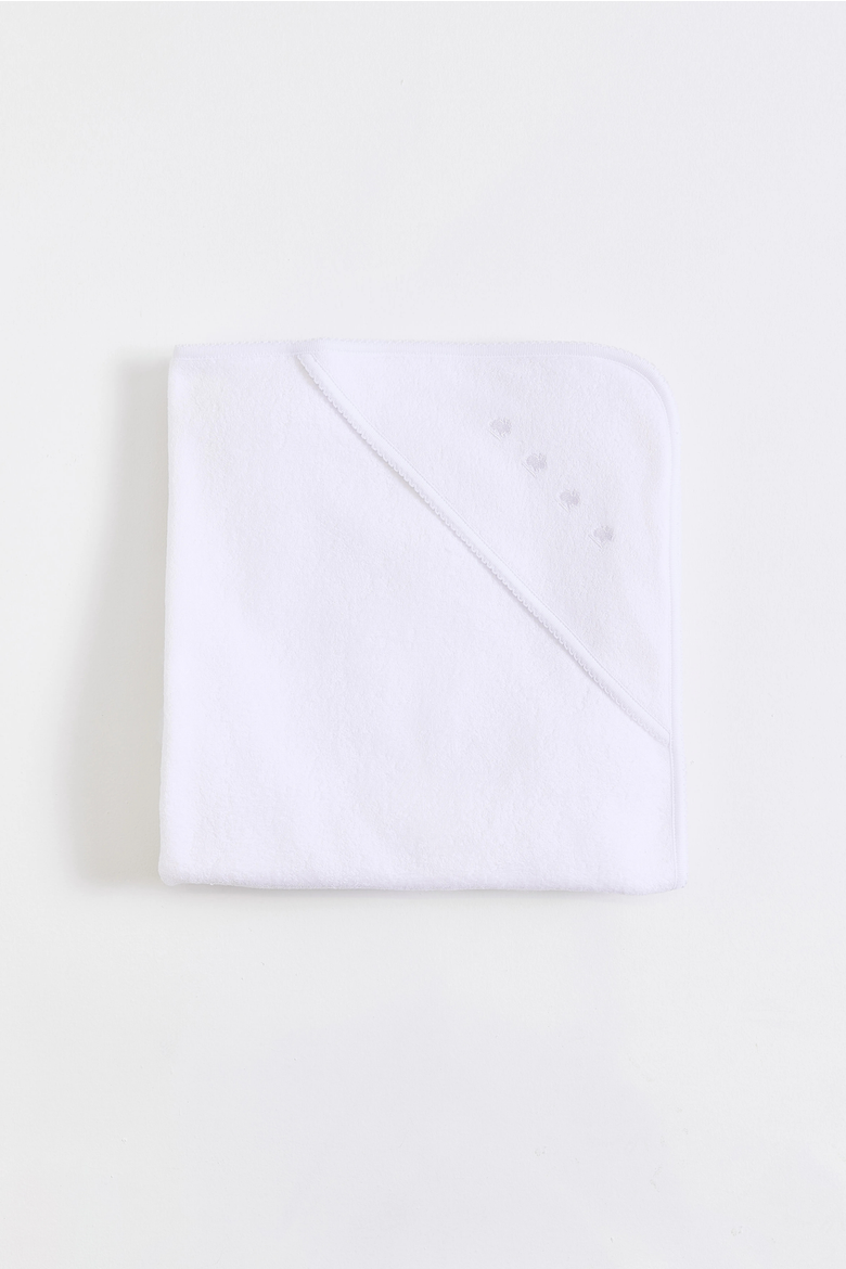 Logo Hooded Towel with Glove for Infant, Main, color, White