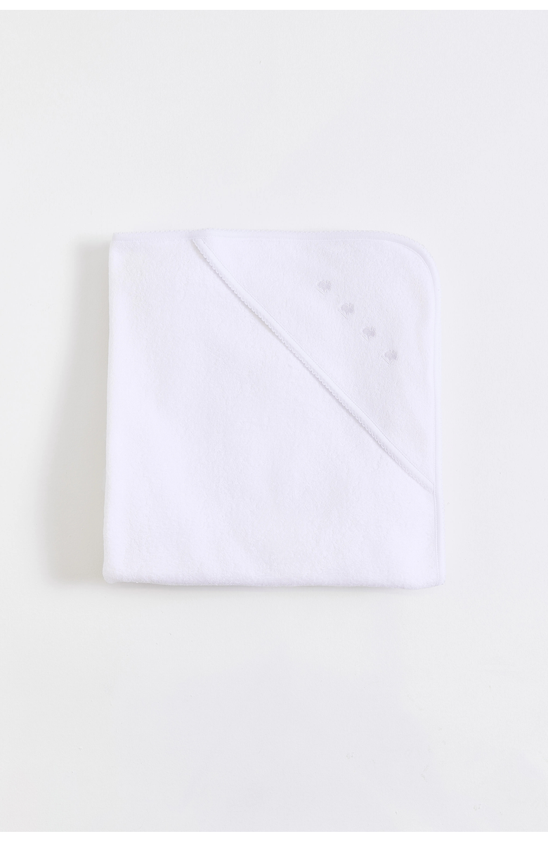 Babycottons Logo Hooded Towel with Glove for Infant, Main, color, White