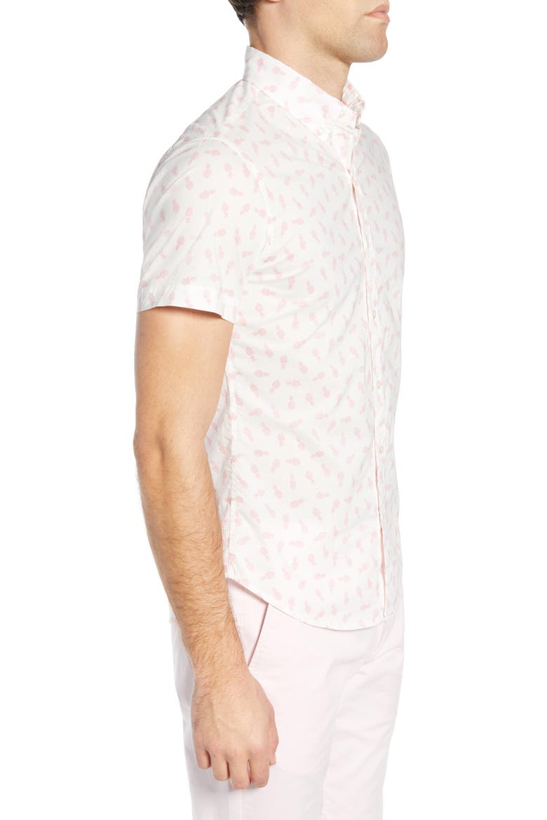 Riviera Slim Fit Pineapple Print Sport Shirt, Alternate, color, PINEAPPLE STAMP TOSS - FIESTA
