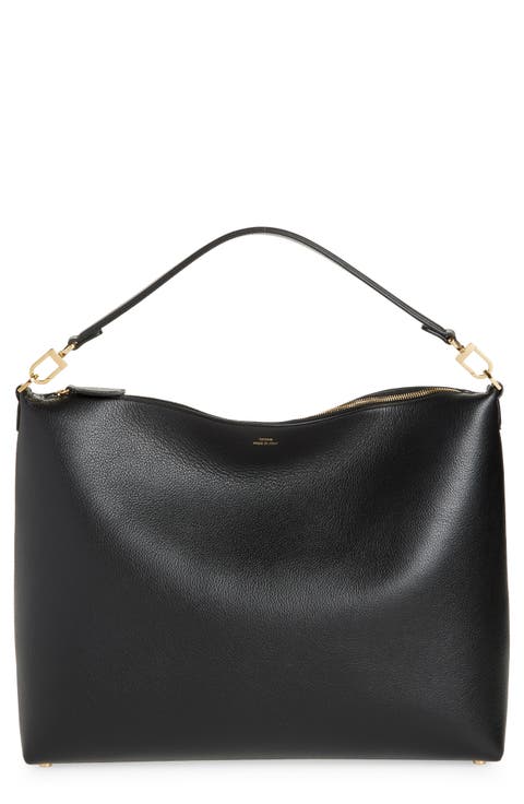 Medium Bevel Leather Hobo Bag