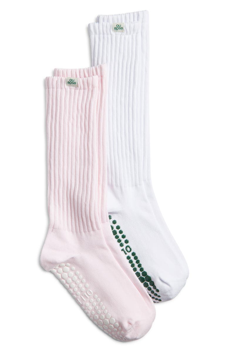 Oli Rose Assorted 2-Pack Cotton Blend Gripper Crew Socks, Main, color, 