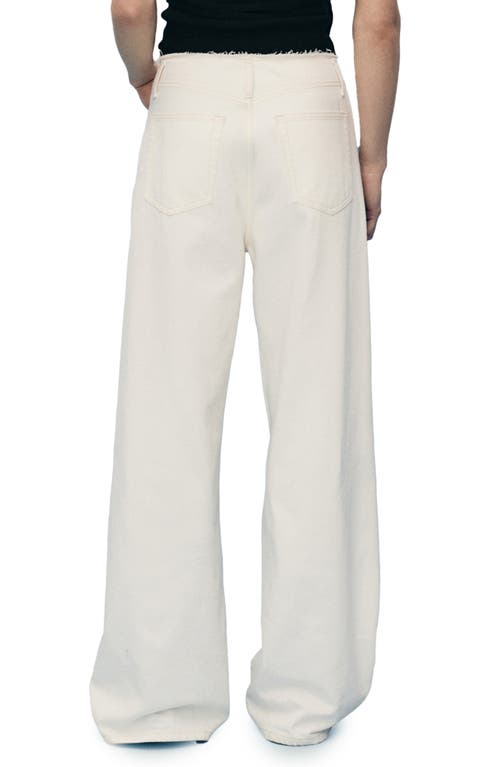 Mango Fray Waist Wide Leg Jeans