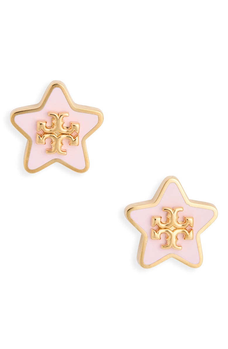 Tory Burch Kira Star Stud Earrings, Main, color, Tory Gold / Pink Snow