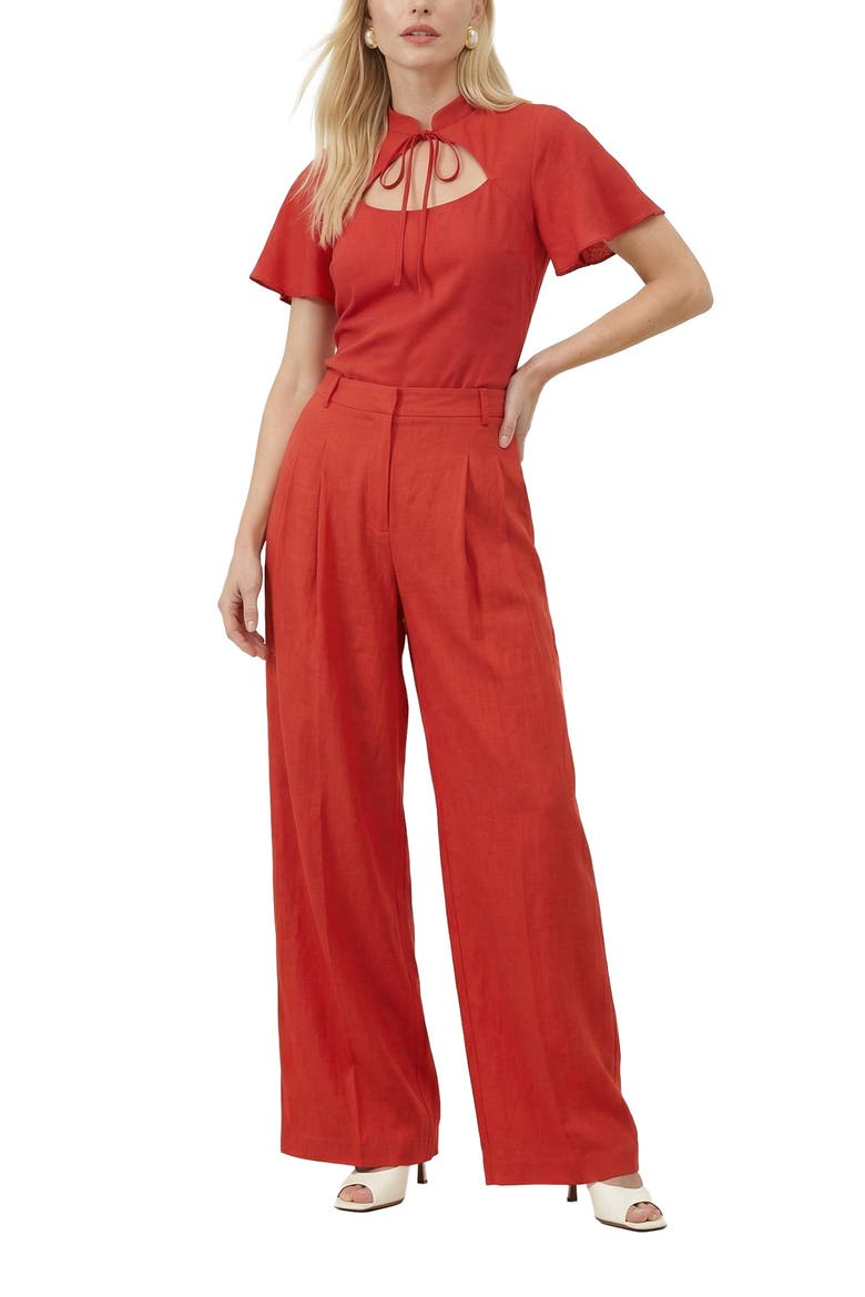Camille Flutter Sleeve Top, Alternate, color, Red