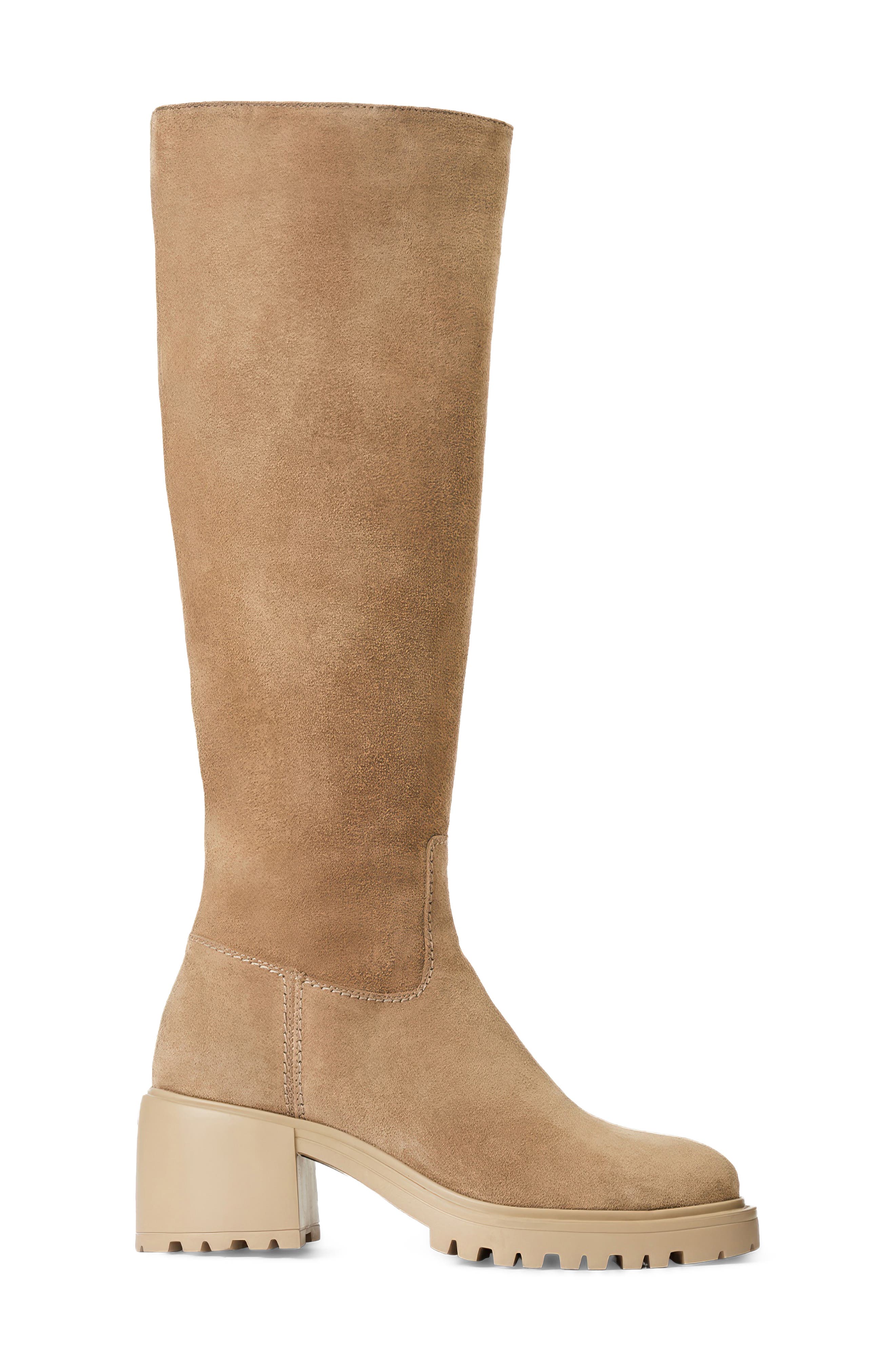 Delilah Knee High Leather Boot, Alternate, color, CHAMPAGNE SUEDE