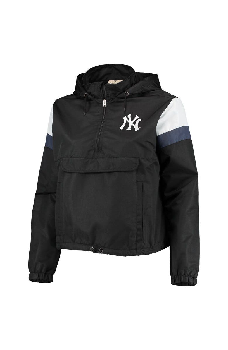 PROFILE Women's Black/Gray New York Yankees Plus Size Anorak Quarter-Zip Hoodie, Alternate, color, 