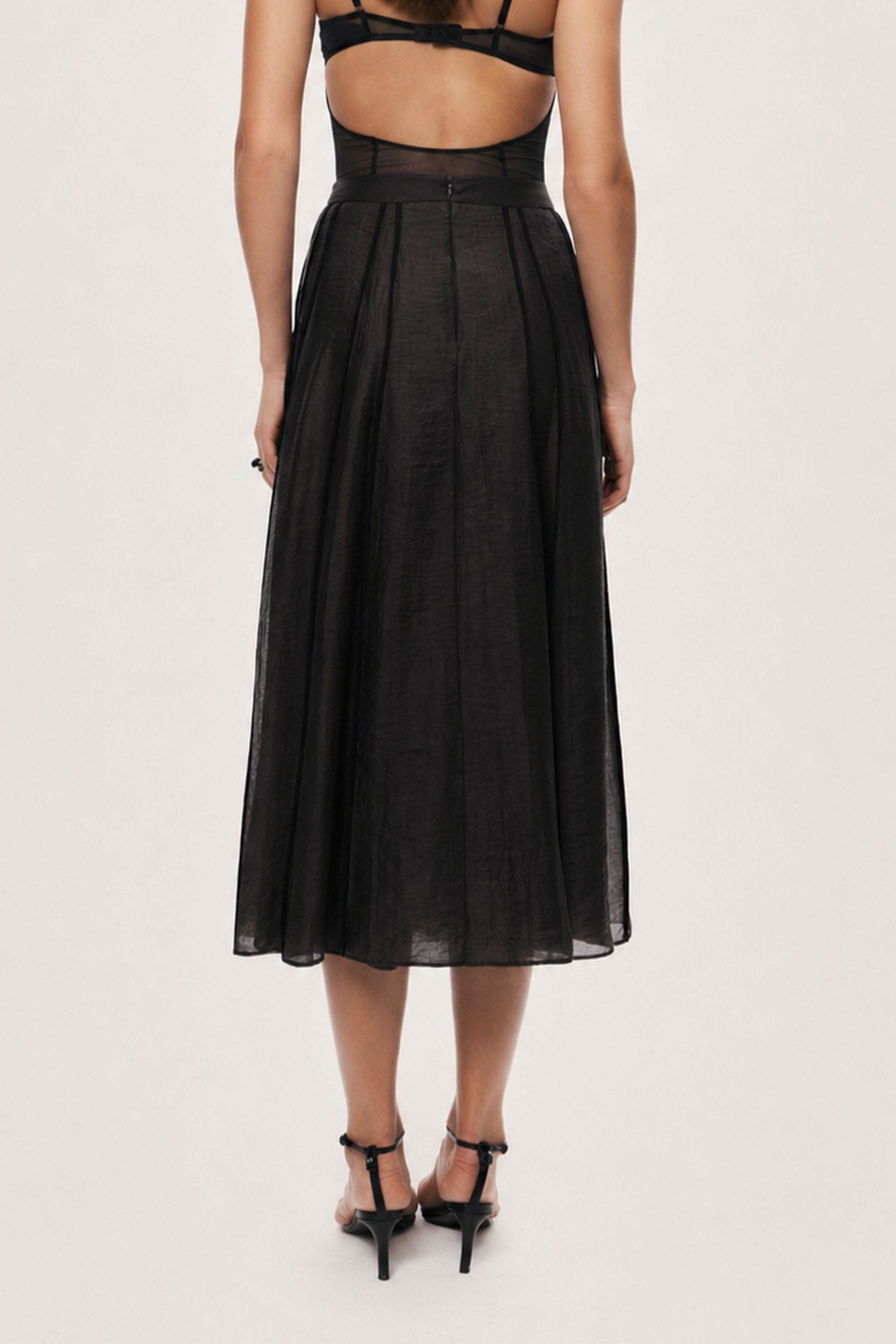 Sheer Pleated Midi Skirt - image 2