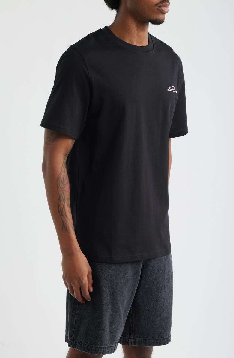 Les Deux Wild Flower Embroidered Organic Cotton T-Shirt, Alternate, color, Black