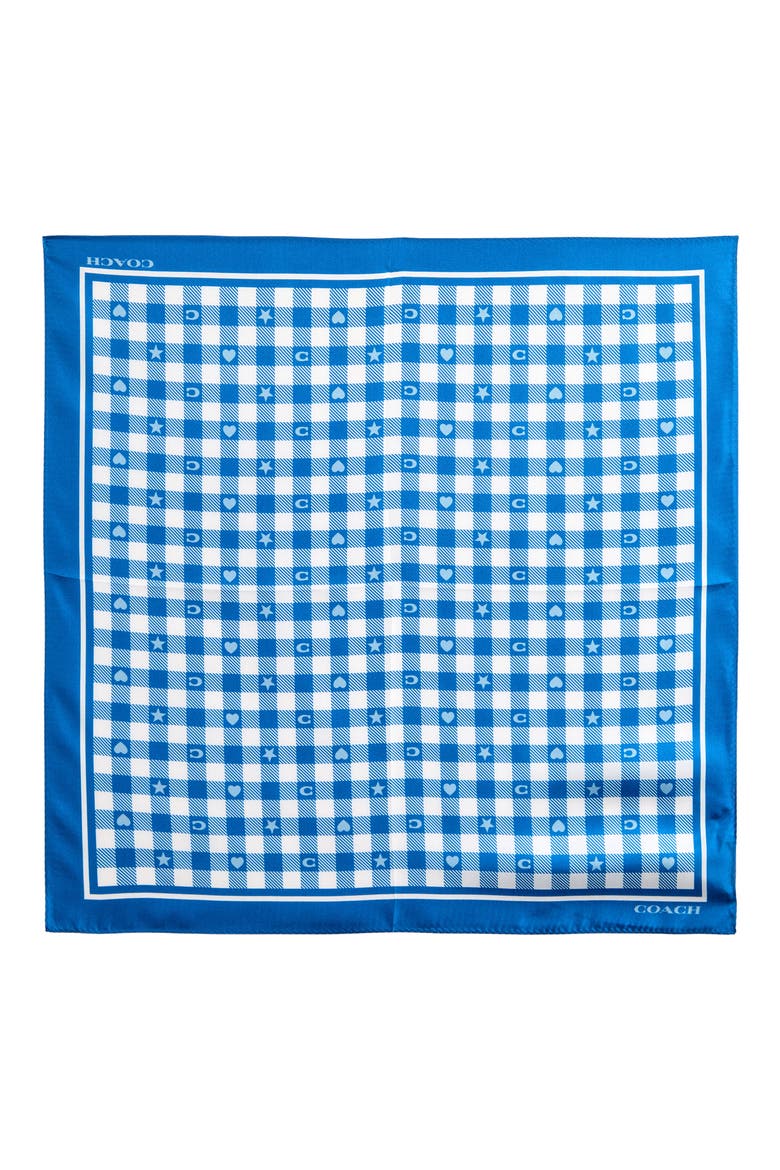 Gingham Play Silk Scarf, Alternate, color, PACIFIC BLUE