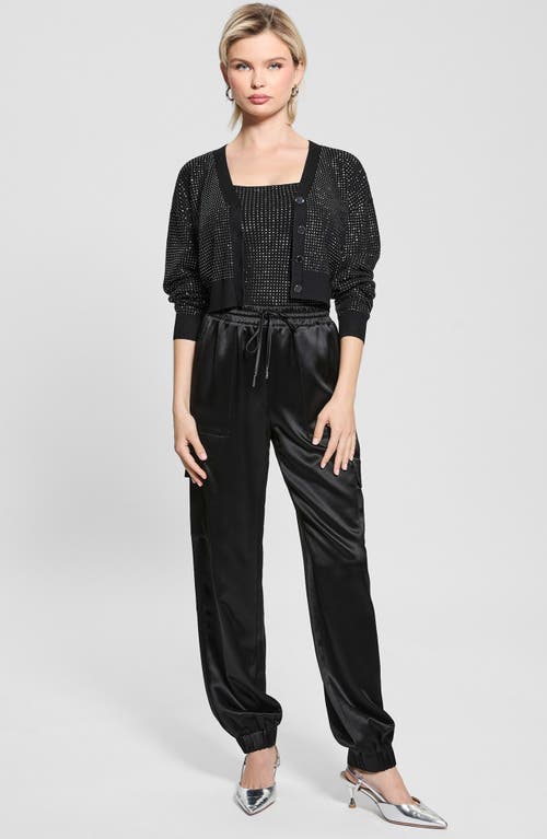 Guess Khloe Rhinestone Cardigan Sweater In Jet Black
