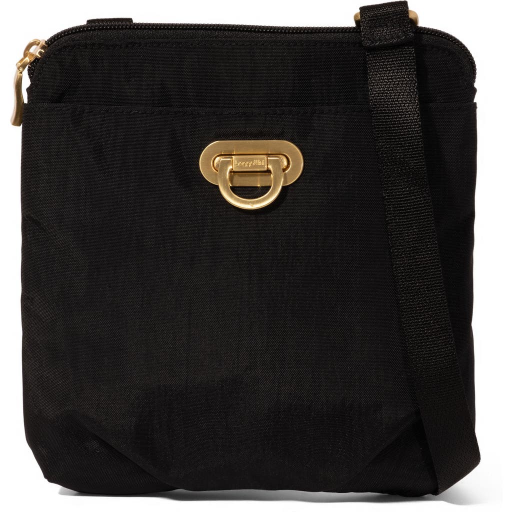 Shop Baggallini Coastal Flip Lock Mini Crossbody In Black W/gold Hardware