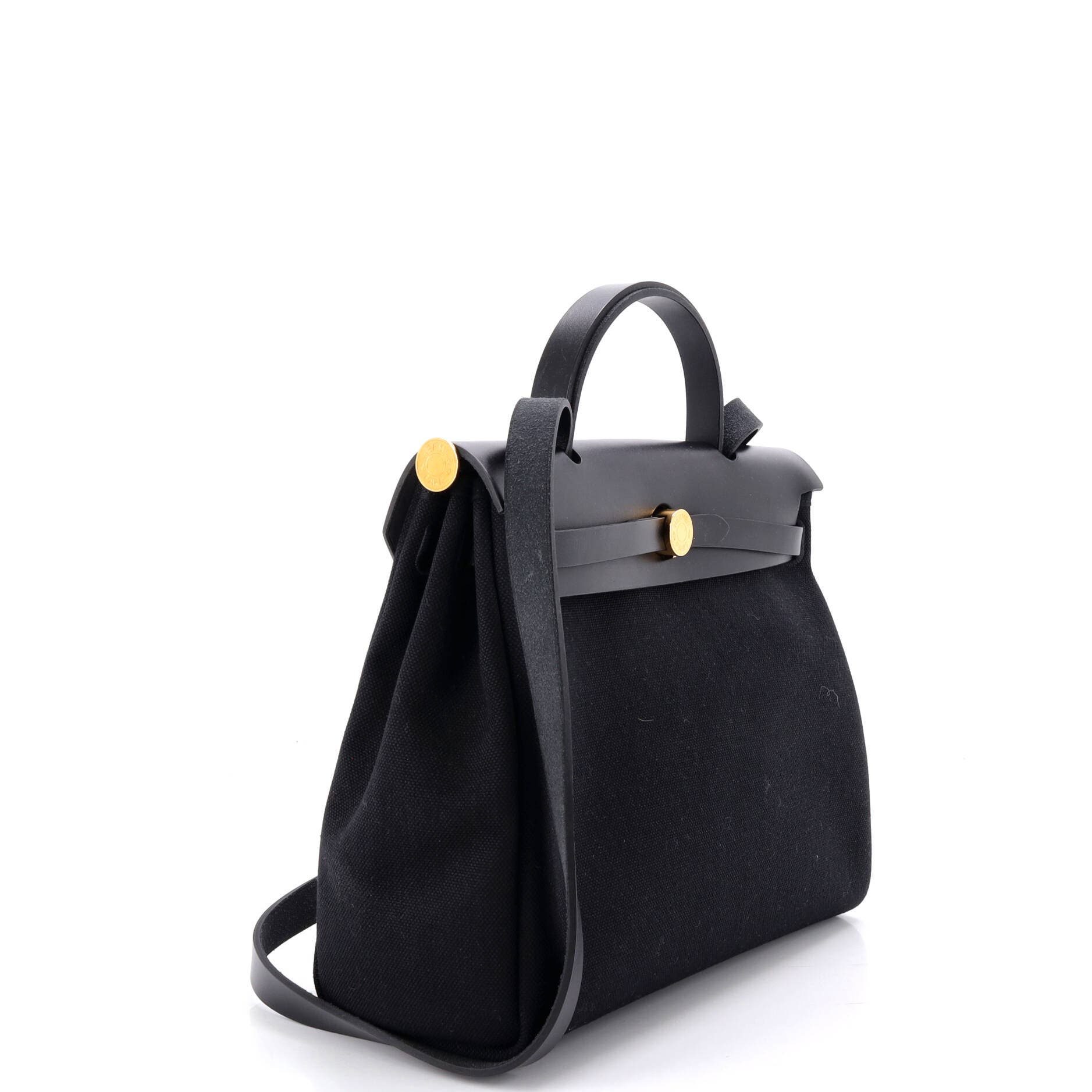 Pre-Owned Hermes Herbag Zip Leather and Toile 31, Alternate, color, Noir