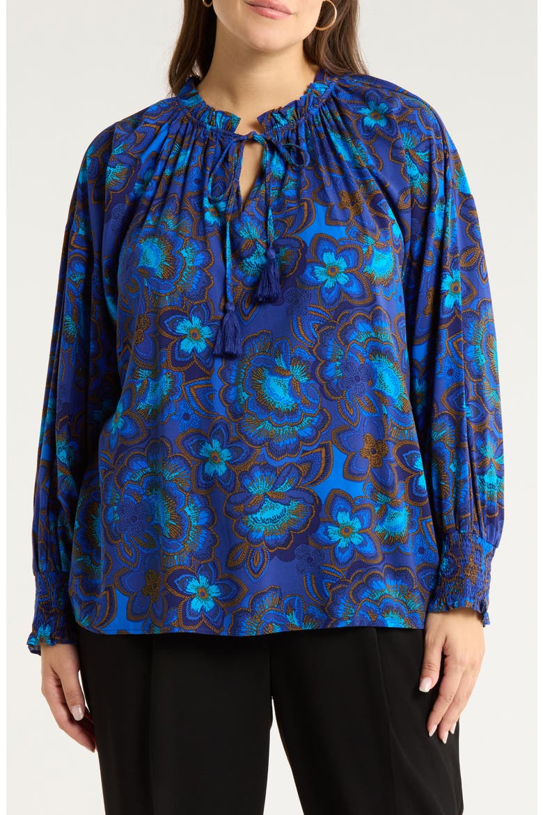 Bluford Floral Print Long Sleeve Shirt, Main, color, NAVY-BLUE