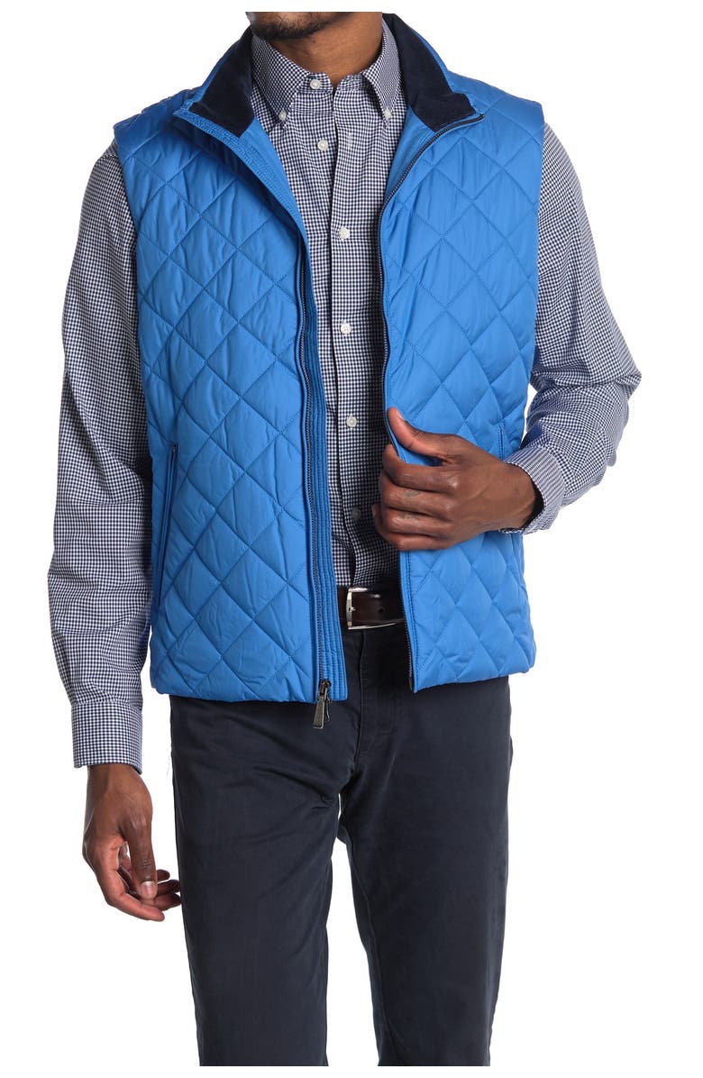 Brooks Brothers Diamond Quilt Zip Vest, Main, color,