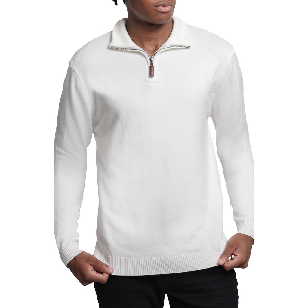 Spring + Mercer Mock Neck Quarter Zip Sweater In Off White