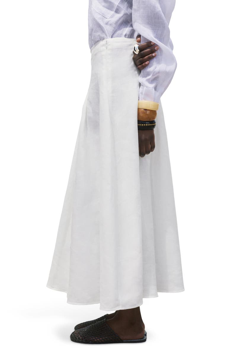 MANGO Pleated Ramie Midi Skirt, Alternate, color, White