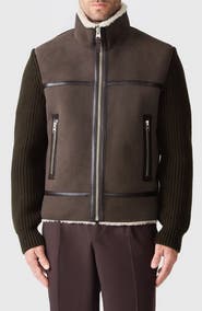 Mackage Jonathan Mixed Media Merino Wool & Shearling Jacket