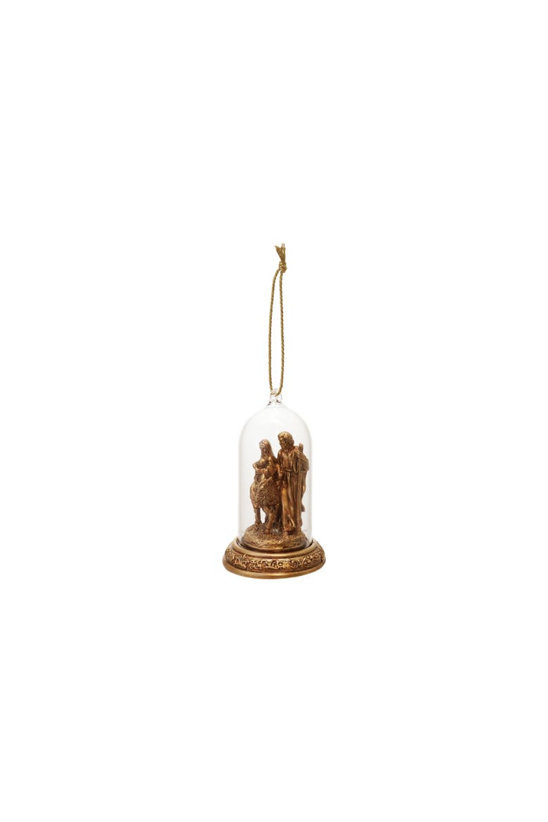 Resin Cloche Holy Family Ornament with LED Light, Antique Gold Finish, Main, color, Gold