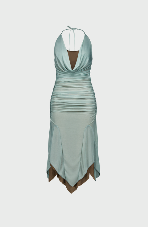 Evi Layered Mesh Midi Dress