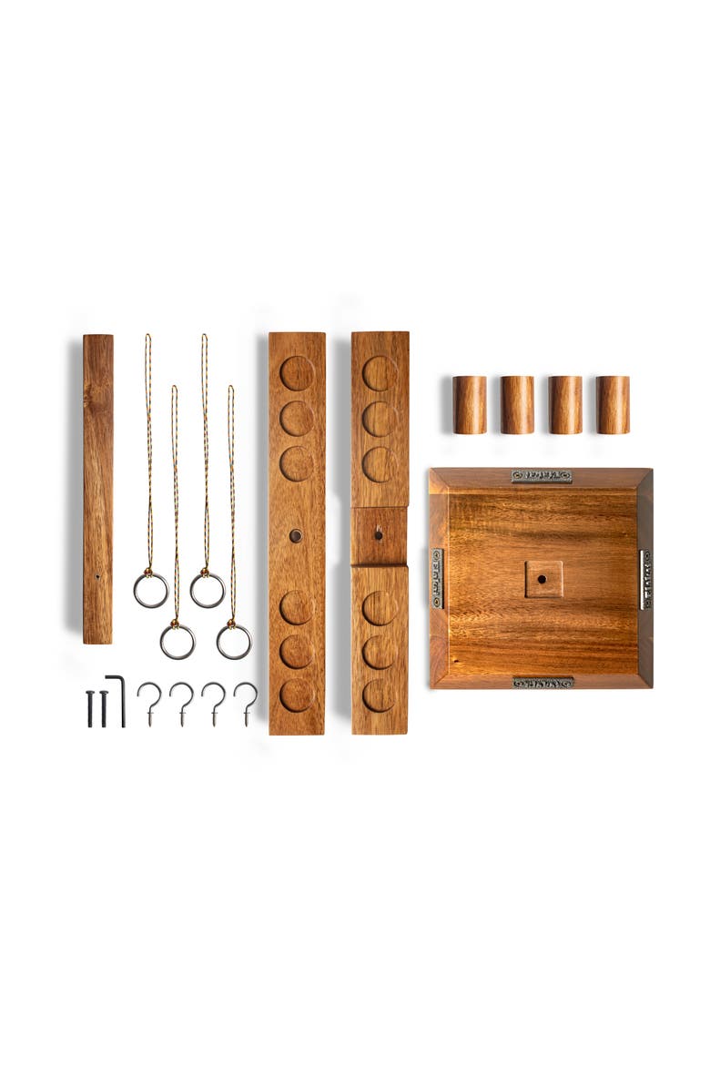 Acacia Globetrotter Tabletop Hook Ring Game 4 Player, Alternate, color, Natural Wood