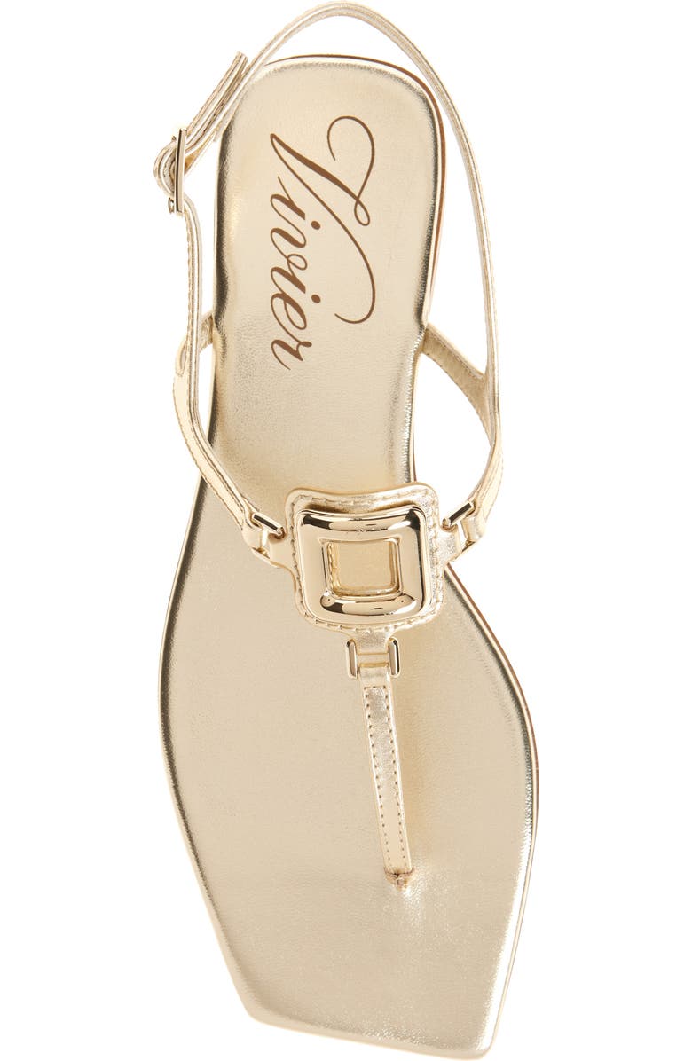 Roger Vivier Viv by the Sea Metallic T-Strap Sandal, Alternate, color, Oro Chiaro