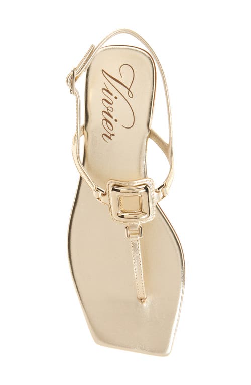 Roger Vivier Viv By The Sea Metallic T-strap Sandal In Oro Chiaro