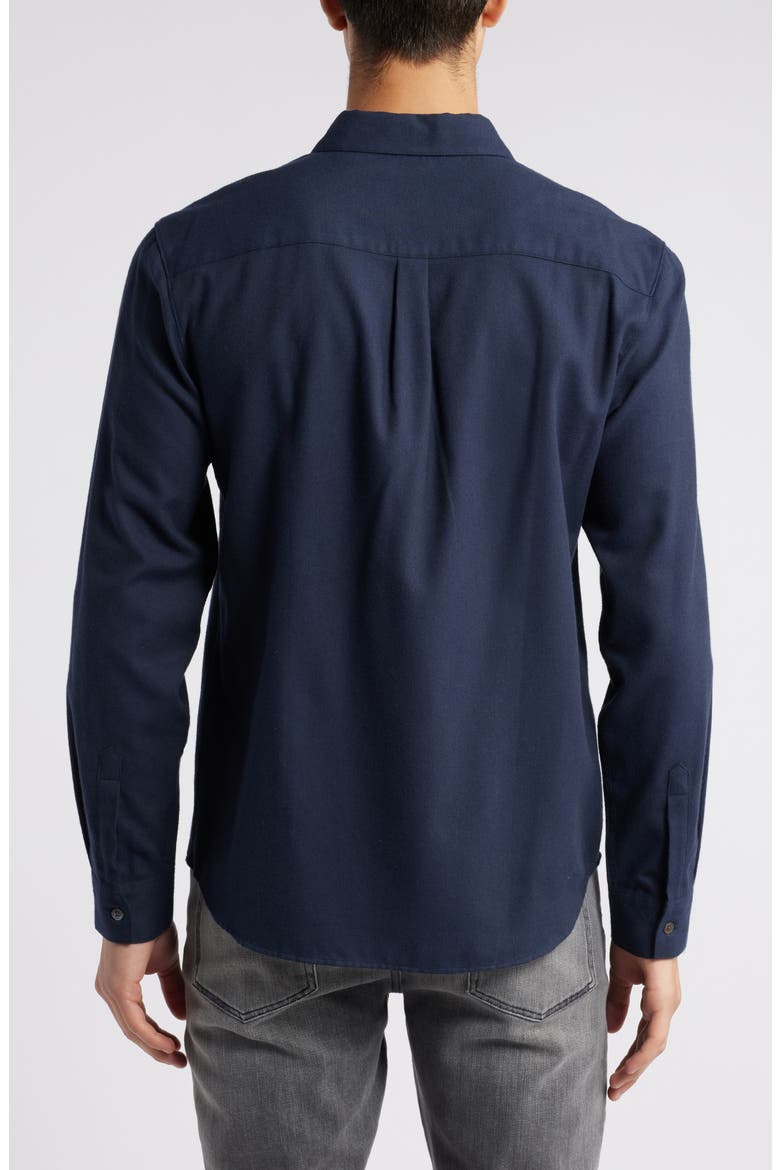 Cotton & Merino Wool Button-Up Shirt, Alternate, color, DARK NAVY
