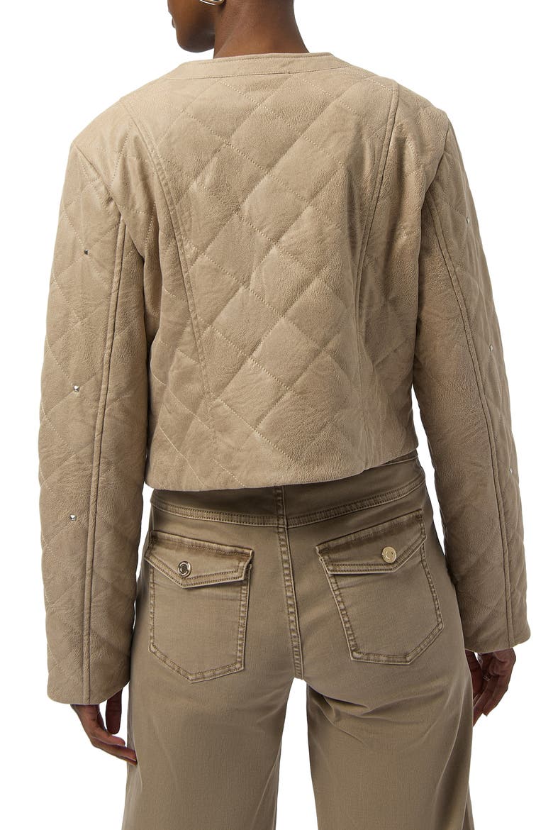Studded Diamond Quilted Faux Suede Jacket, Alternate, color, FAWN