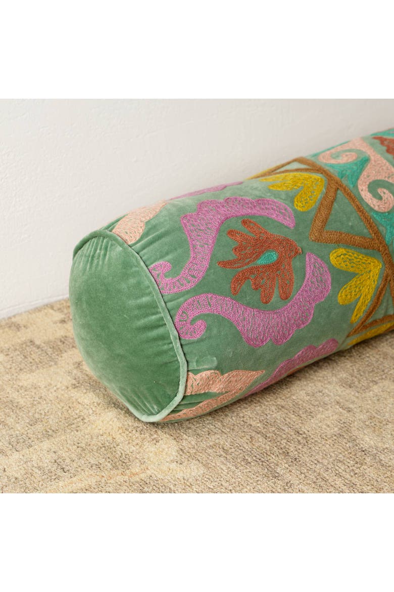 Decorative Suzani Embroidered Bolster Pillow, Alternate, color, Multi