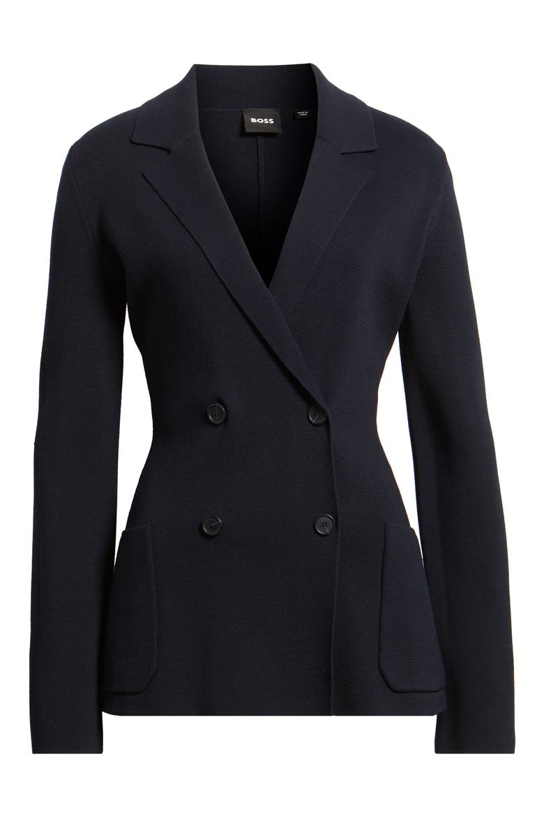 Fibrinta Double Breasted Knit Jacket, Alternate, color, DK BU