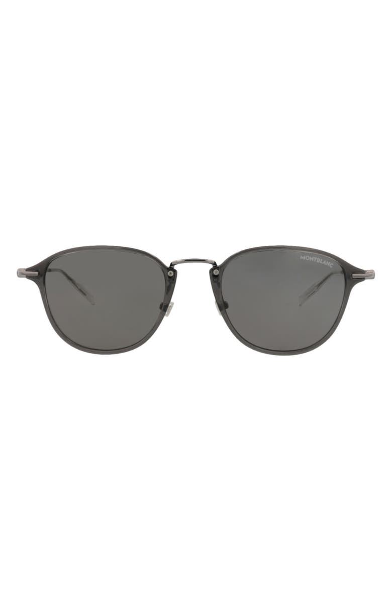 Montblanc 51mm Round Sunglasses, Main, color, Grey Ruthenium Grey
