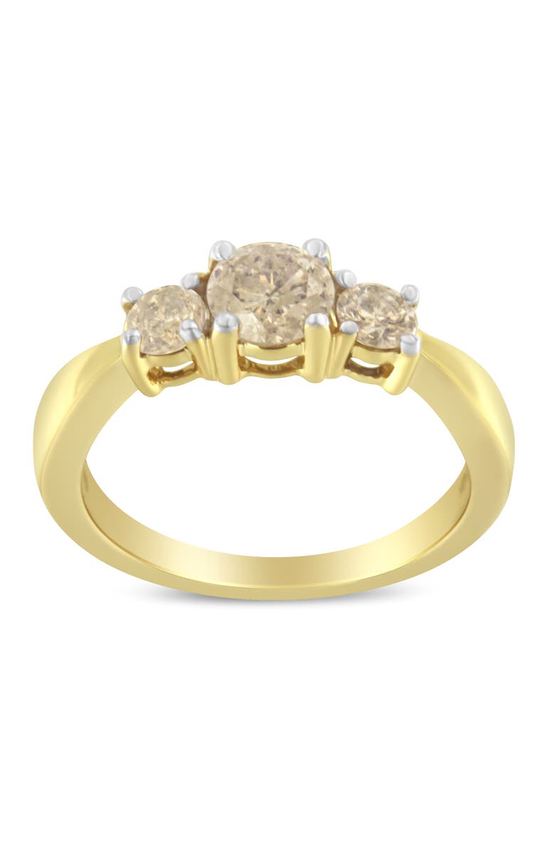 Haus of Brilliance 10K Yellow Gold Three Stone 1.0 Cttw Diamond Band Ring, Alternate, color, Yellow Gold