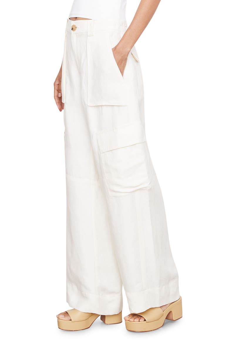 Wide Leg Linen Blend Cargo Pants, Alternate, color, BONE