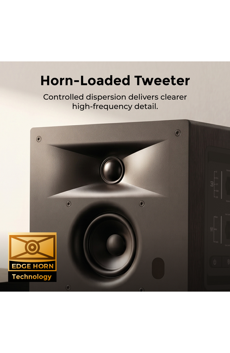 Ultimea BS-3 3-Way Bluetooth Bookshelf Speakers with HDMI ARC, 70W RMS, 5.25" Woofer, App Control, Alternate, color, Black