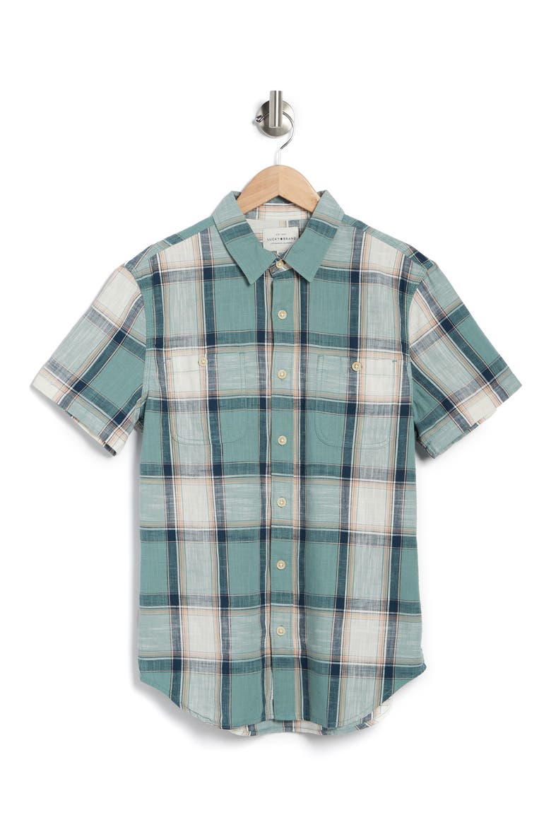 Mason Short Sleeve Workwear Button-Up Shirt, Alternate, color, GREEN MULTI