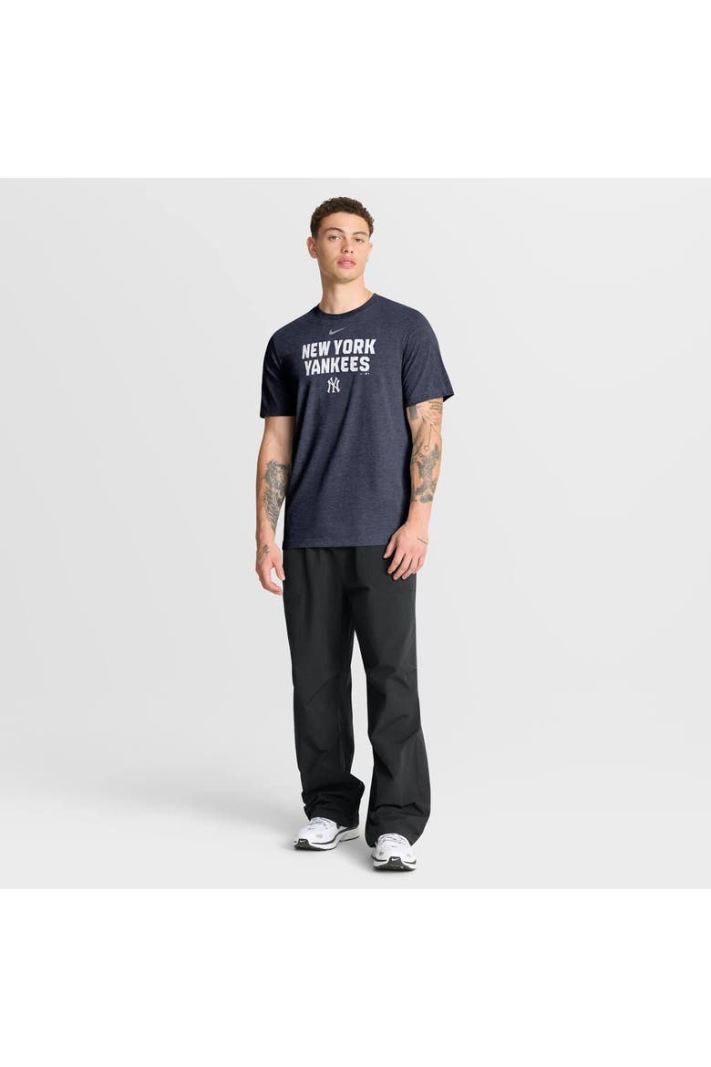 Men's Nike Heather Navy New York Yankees Stacked Tri-Blend T-Shirt, Alternate, color, Heather Navy
