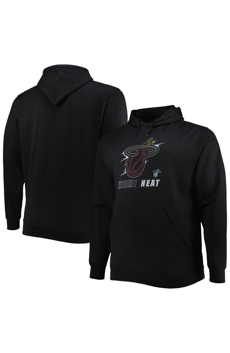 PROFILE Men's Black Miami Heat Big & Tall Heart & Soul Pullover Hoodie, Alternate, color, 