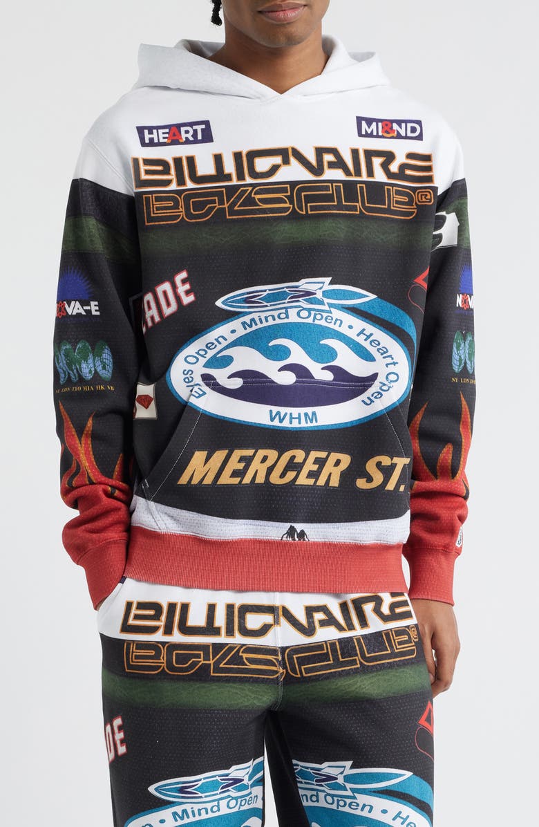 Billionaire Boys Club Mercer Street Cotton Graphic Hoodie, Main, color, White