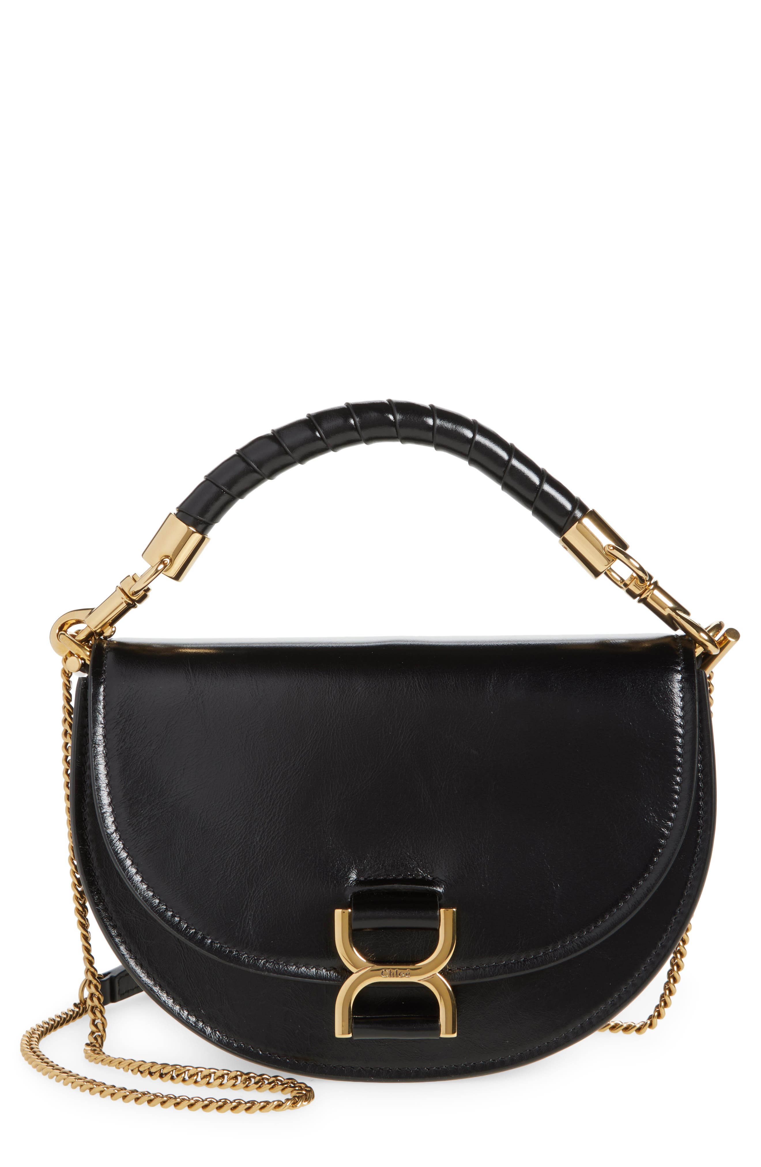 Chloé Marcie Chain Shiny Leather Top Handle Bag, Main, color, 