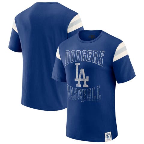 Men's Darius Rucker Collection by Fanatics Royal Los Angeles Dodgers Distressed Sleeve Stripe T-Shirt