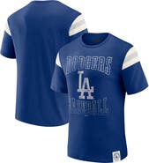 Darius Rucker Collection by Fanatics Men's Darius Rucker Collection by Fanatics Royal Los Angeles Dodgers Distressed Sleeve Stripe T-Shirt