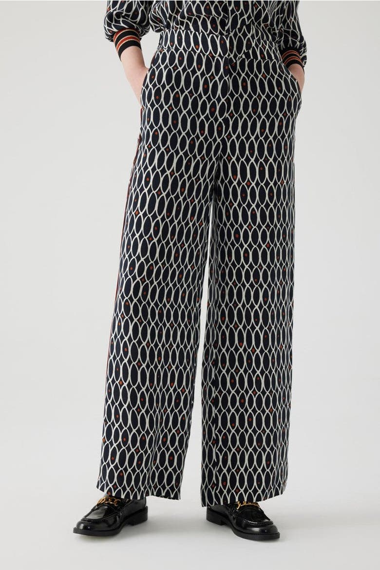 Adia Pants Geometric Patterned Palazzo Pants, Alternate, color, Black and White
