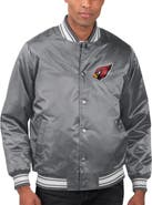 STARTER Men's Starter Gray Arizona Cardinals Locker Room Satin Varsity Full-Snap Jacket