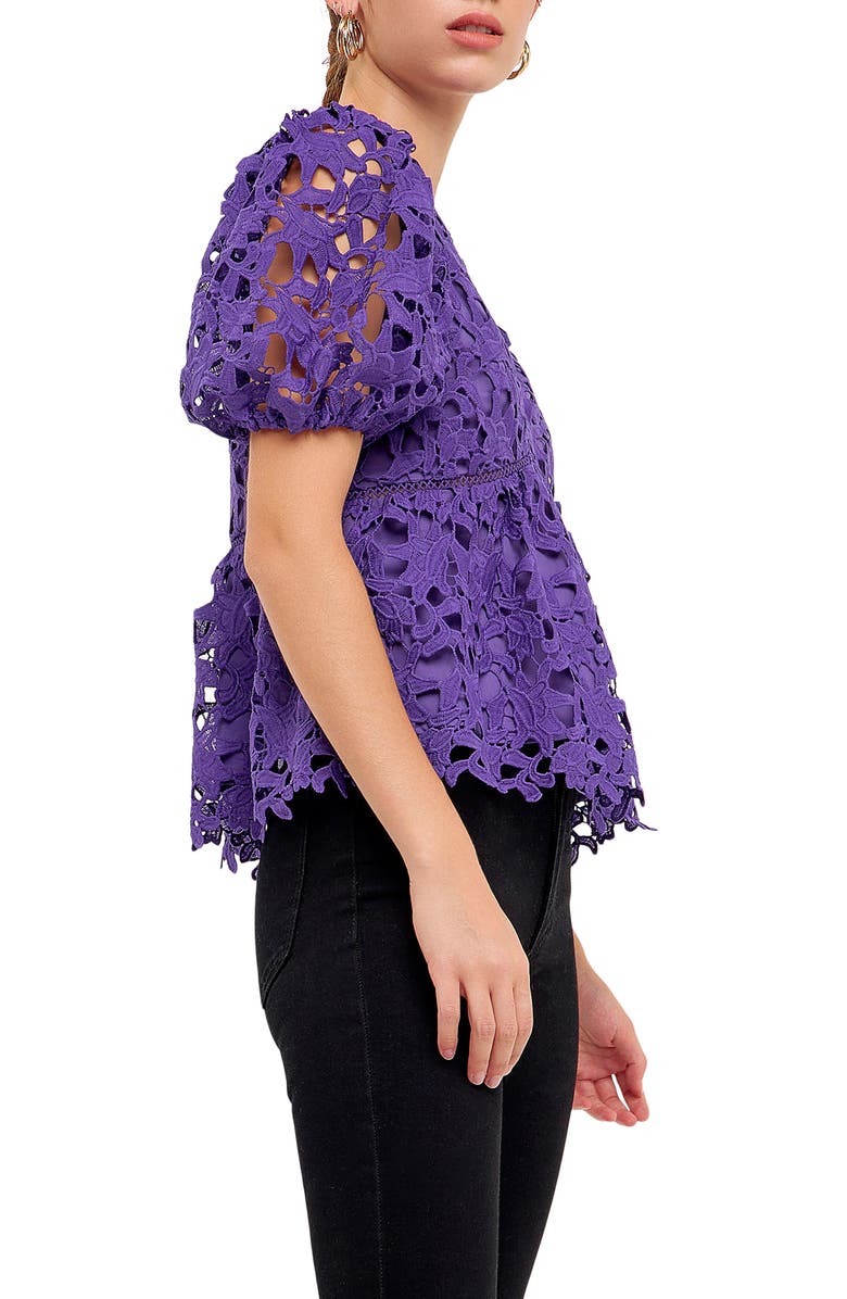 Endless Rose Puff Sleeve Floral Lace Top, Alternate, color, 