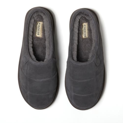 Dearfoams Fireside Grafton Quilted Genuine Shearling Clog Slipper In Grey